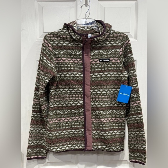 Columbia Kids' XL Highland Pine Full-Zip Fleece Hoodie Fig Pattern NWT Full Zip